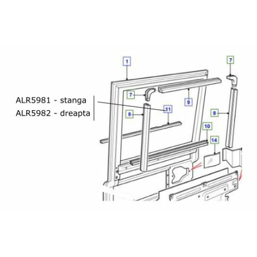 Perie geam spate dreapta Land Rover Defender 110 ALR5982