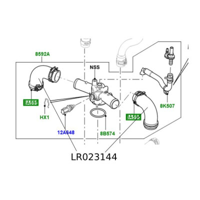 Furtun termostat Range Rover 4.4D V8 LR023144